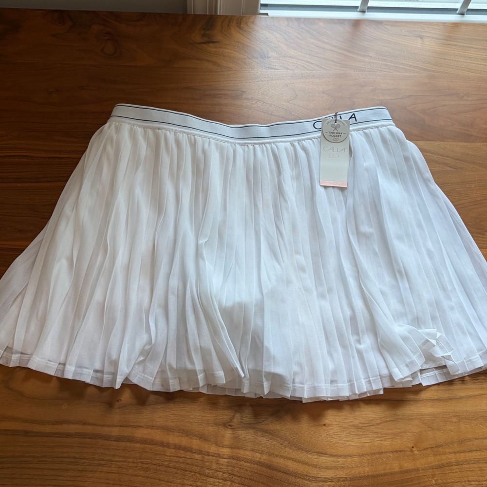 CALIA Pleated Mesh Skort Womens XL Pure White Tennis Court Athletic Skirt NWT - Picture 2 of 10